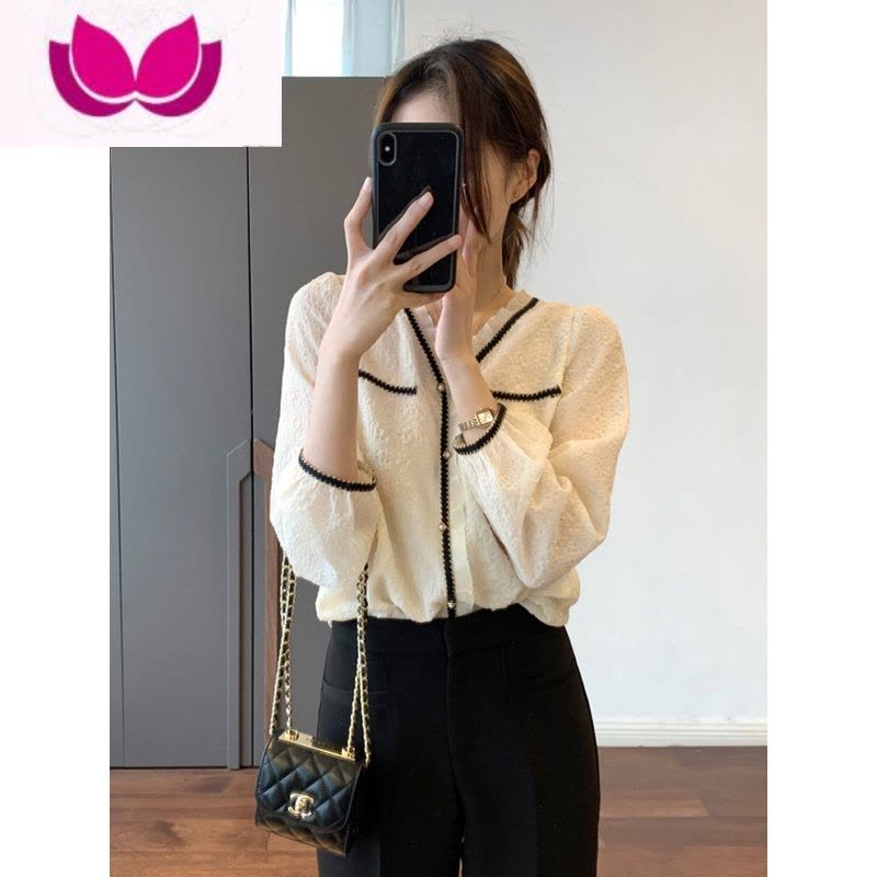 七斓早春季套装女新款胖妹妹显瘦穿搭上衣衬衫小香风遮肉套阔腿裤图片