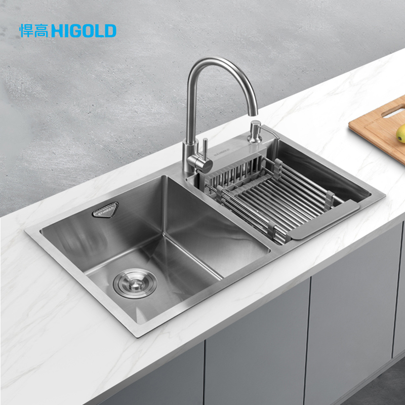 higold/悍高 水槽 加厚纯手工304不锈钢水槽套餐厨房洗菜盆洗碗池