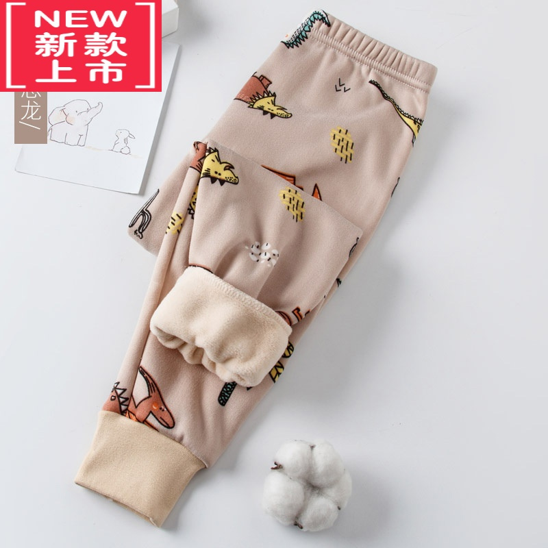 可莉允儿童男加绒内穿一体绒男童德绒冬季女童加厚内裤秋裤女裤子保暖裤