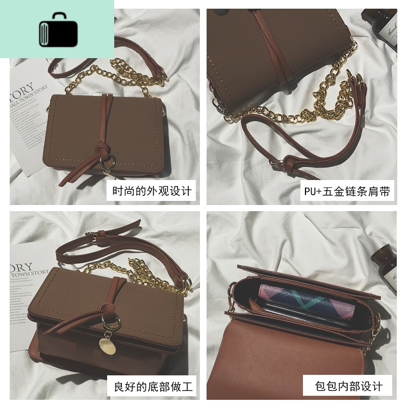 港风质感小包女2020新款潮韩版百搭复古斜挎包chic链条网红小黑包NEW LAKE女斜挎包