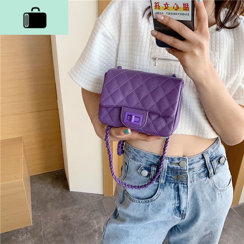 菱格绣线小包包洋气女包2020流行新款潮网红斜挎包时尚链条小方包NEW LAKE女斜挎包图片