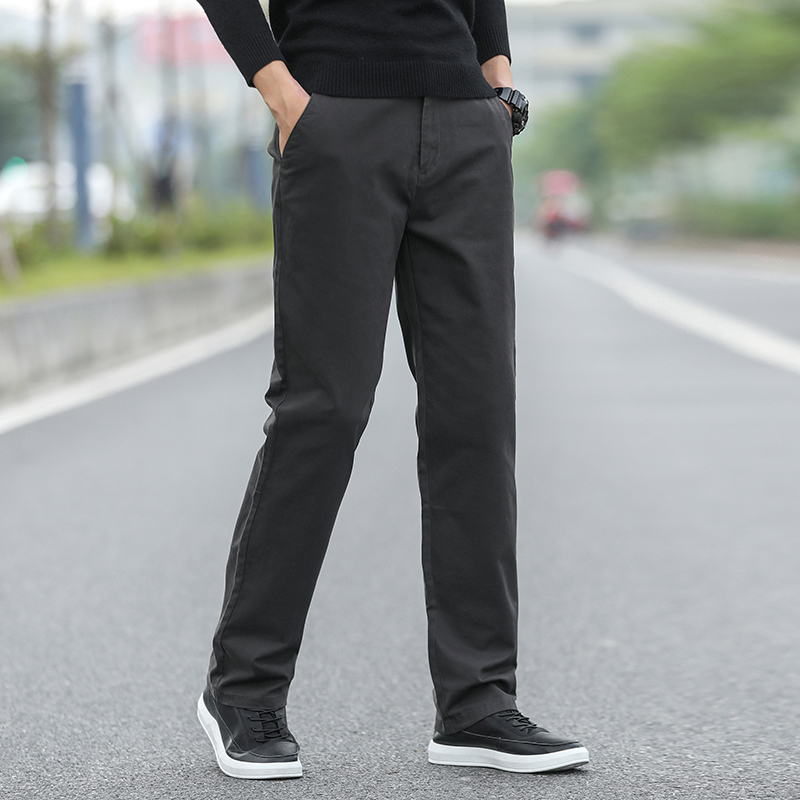 春秋新款男士宽松休闲裤纯色简约男士直筒户外运动商务休闲中青年长