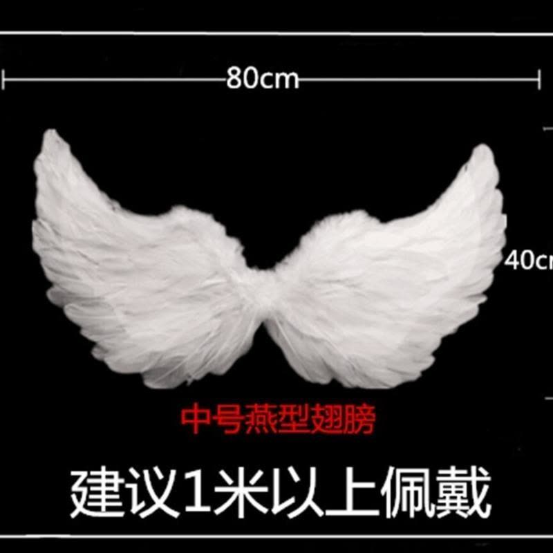 万圣节表演出天使恶魔鬼精灵黑色白色成人羽毛翅膀装饰走秀lolita 燕型小号黑色图片