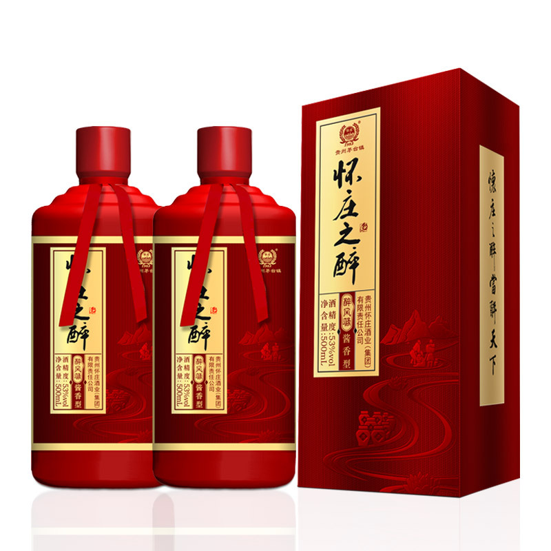 [贵州老字号]怀庄之醉(醉风捎红色)茅台镇53度酱香型白酒500ml