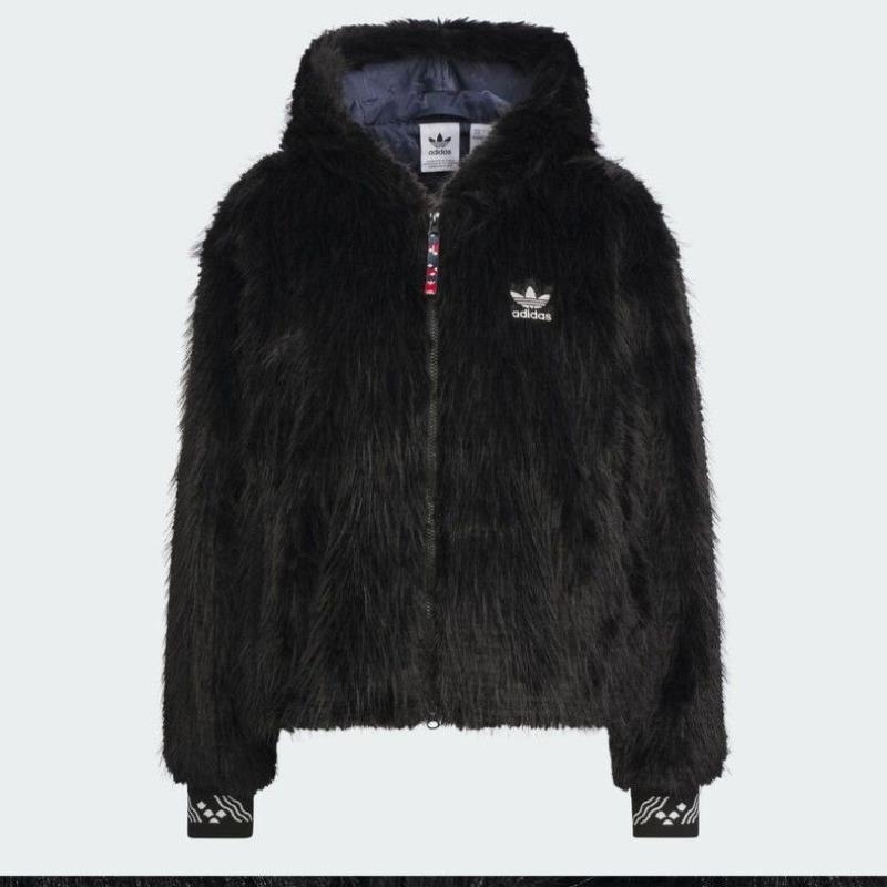 adidas/阿迪达斯三叶草连帽外套运动休闲仿皮毛女装IX4226 DKWHK高清大图