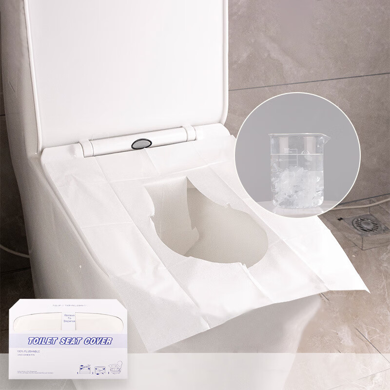 谋福 一次性马桶垫 水溶纸可降解坐便垫卫生马桶垫纸(纯木浆14克250张/盒)高清大图