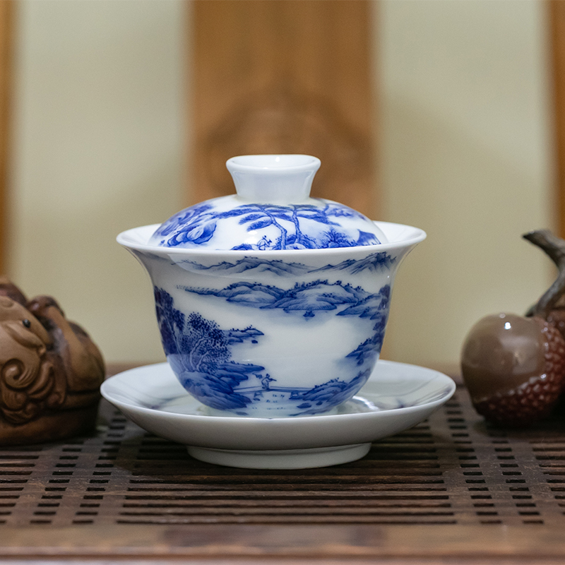贵苑手工手绘风水盖碗1(陶瓷大师制作)现定制,20天加工