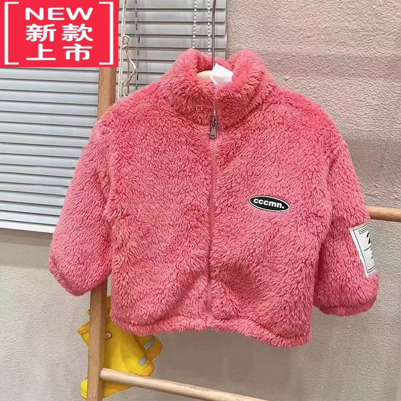 可莉允宝宝毛毛棉服 2022冬装新款男童女童童装儿童加绒加厚外套wt-b128