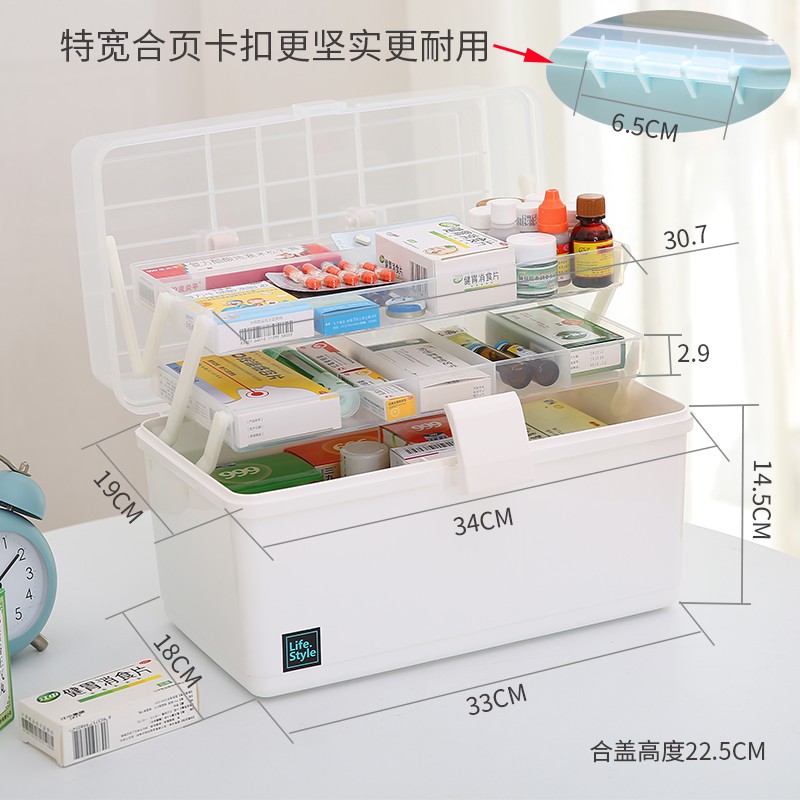 美术工具箱手提小学生画画特大容量家用药箱塑料美甲收纳盒医药箱 三维工匠收纳箱高清大图