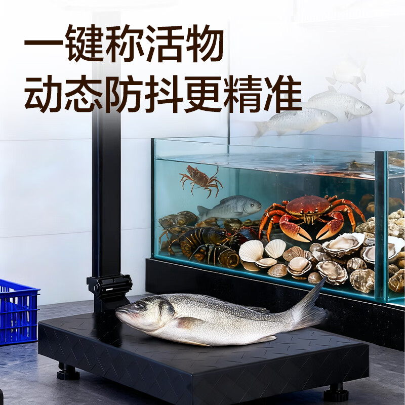 得力 充电台秤电子秤 商用高精度落地卖菜电子称 货物磅秤计价大型工业用计数快递秤200kg高清大图