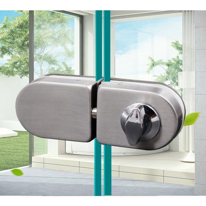 901型号钢化玻璃门锁商铺推拉门锁免开孔u型锁单门双门无框玻璃地锁