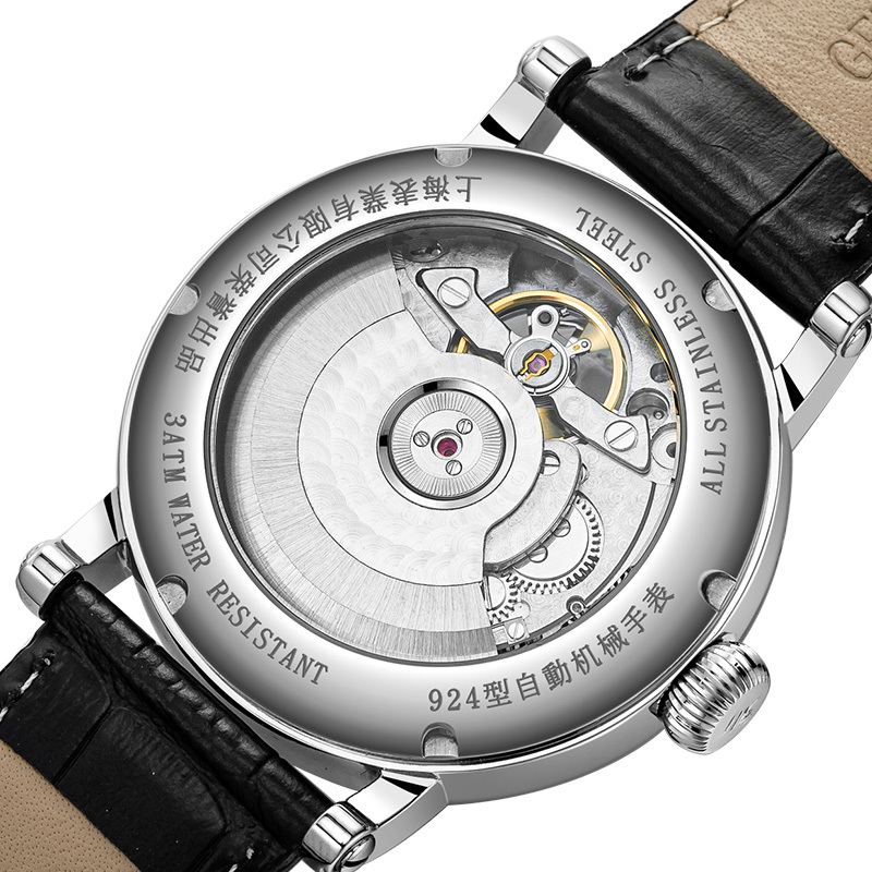 上海手表男自动机械表镂空多功能飞轮运动手表大表盘皮带男表924