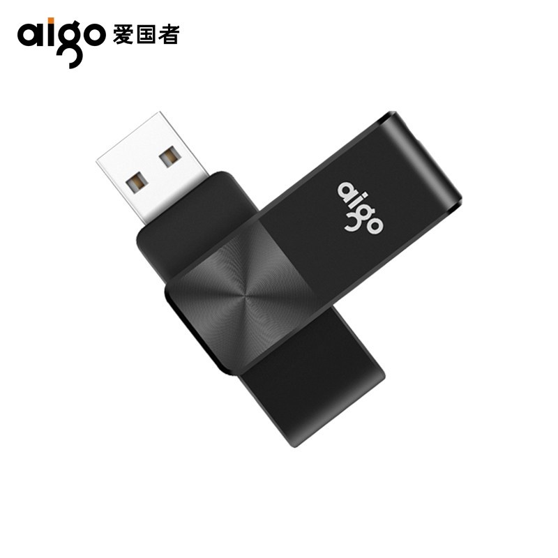 爱国者(aigo) U266 u盘个性创意旋转迷你防水u盘电脑车载两用优盘 32G 黑色
