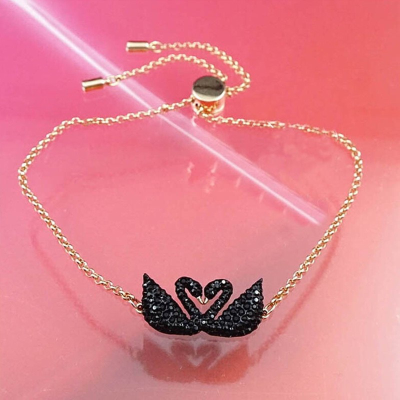 SWAROVSKI 施华洛世奇 双黑天鹅女士镀玫瑰金色手链 5344132 送恋人送朋友 人造水晶
