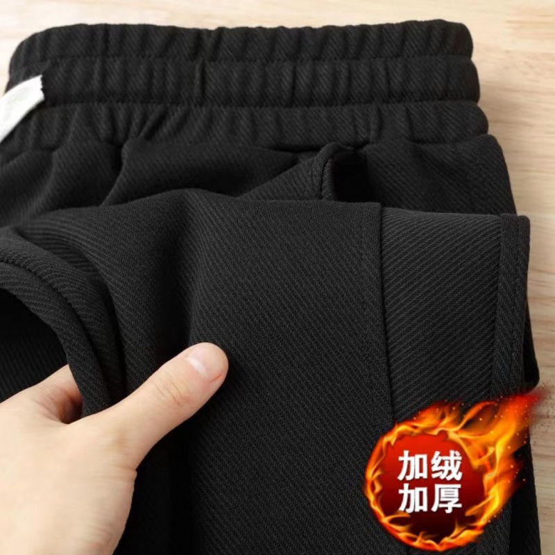 冬季美式重磅男休闲裤加绒加厚斜纹束脚长裤男士运动裤宽松卫裤高清大图