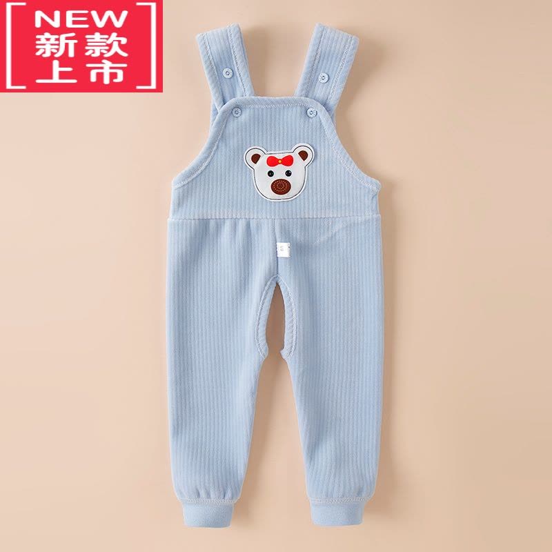 可莉允婴儿背带裤春秋冬季加绒儿童保暖裤开裆男女宝宝冬装连体护肚裤子图片