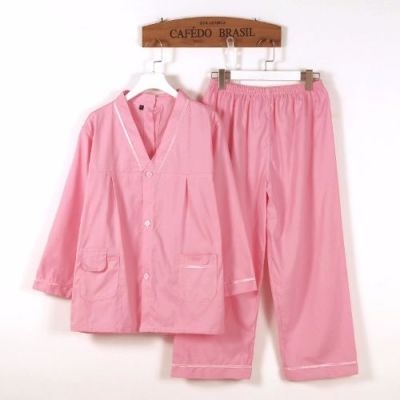 棉女浴服长袖长裤前后开艾灸服拔罐开背系扣按摩服理疗服