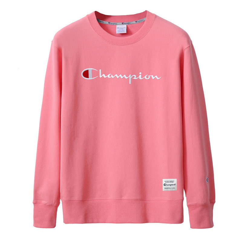 champion冠军春秋款刺绣冠军圆领长袖白色纯棉打底衫潮牌潮流情侣衣服