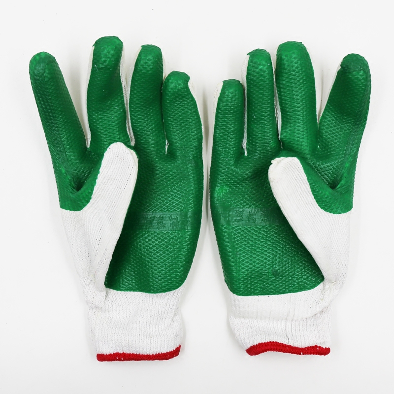 小帮手搬运耐磨胶片手套浸胶耐磨牛筋劳保手套 绿胶挂胶胶片手套报价