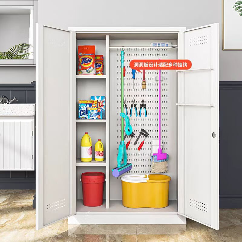 锦北家用清洁柜拖把扫帚吸尘器保洁柜杂物收纳柜90*40*150cm双门高清大图