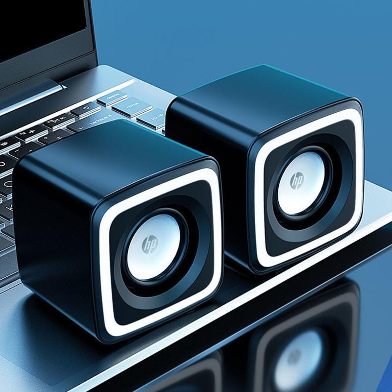 hp惠普发光电脑音响小音箱重低音炮家用笔记本台式电脑usb有线黑色