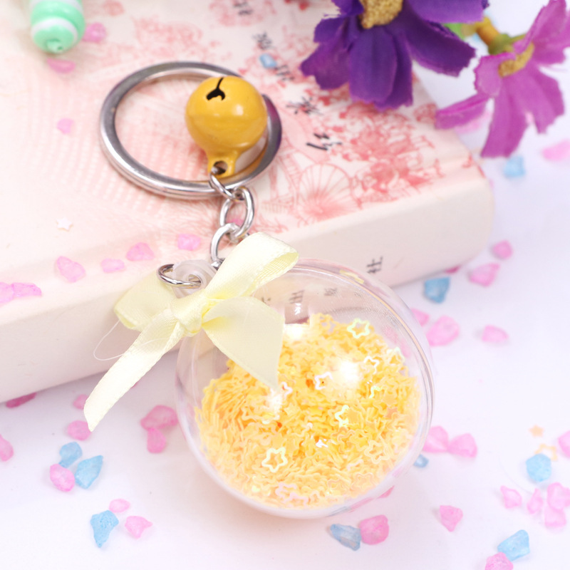 糖果色星星水晶球 创意包包挂件 钥匙扣 配件饰品 红色4cm星粉球铃铛扣