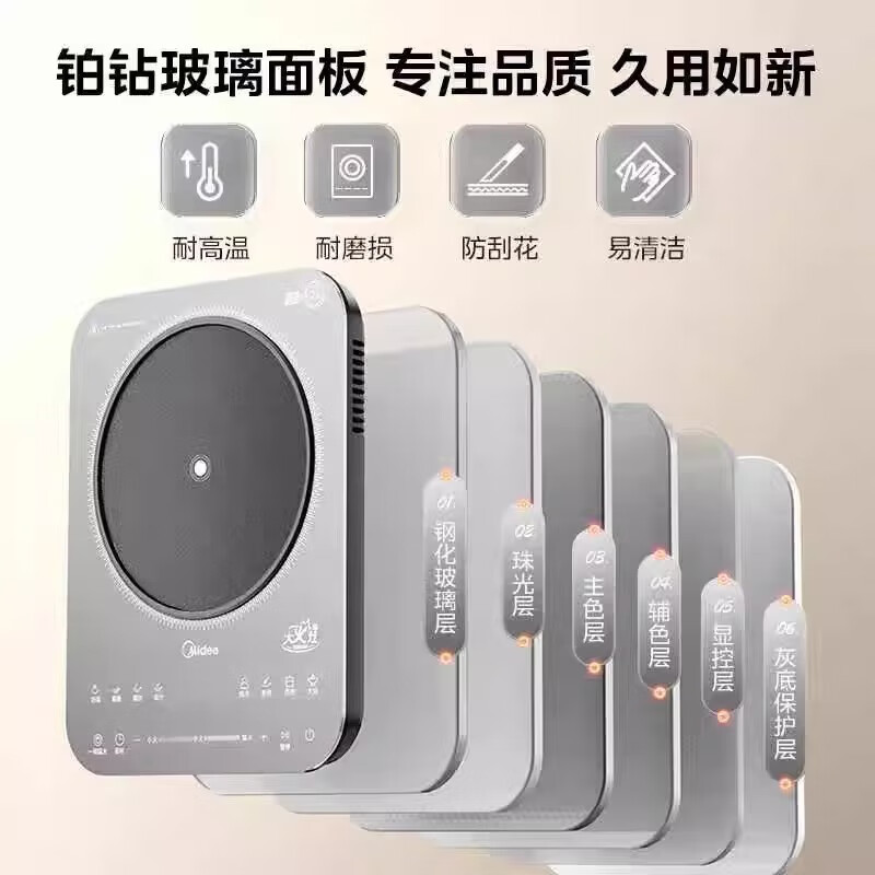 美的铂钻系列家用电磁炉电陶炉3000W大功率煮小米粥电磁灶大面板一键爆炒炒菜智能定时E30BD51高清大图