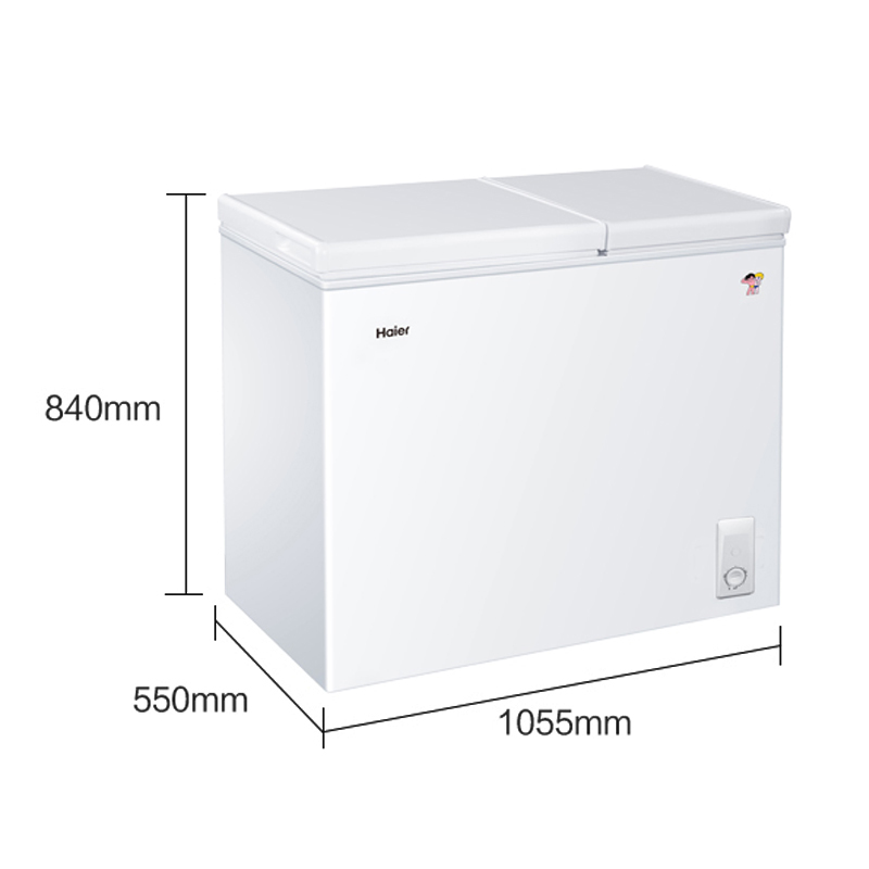海尔(Haier)210升家用商用卧式冰柜冷柜冷藏柜冷冻柜小冰箱 大冷冻小冷藏 双温双箱 一级能效 FCD-210XDB