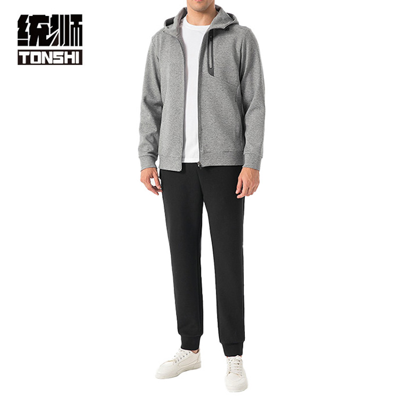 统狮 运动套装 C14 套 麻灰+黑色 XL