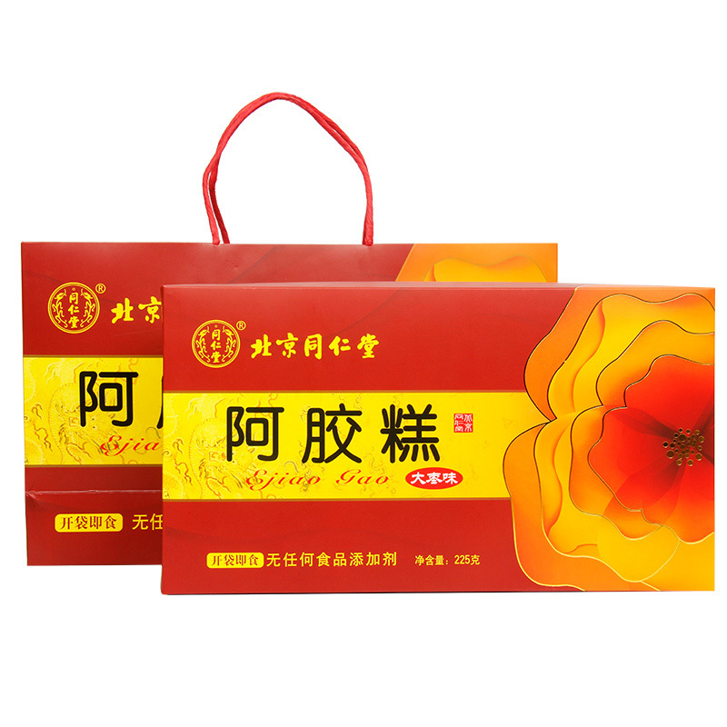 北京同仁堂大枣味阿胶糕225g 礼盒装 送礼佳品 即食阿胶膏 男士女士型 手工熬制固元膏