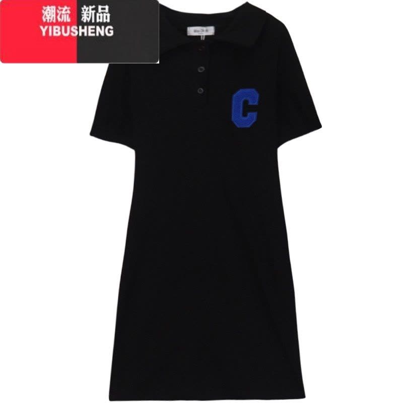 YIBUSHENG微胖mm300斤大码甜辣风polo领连衣裙女装季韩版宽松显瘦T恤裙子图片