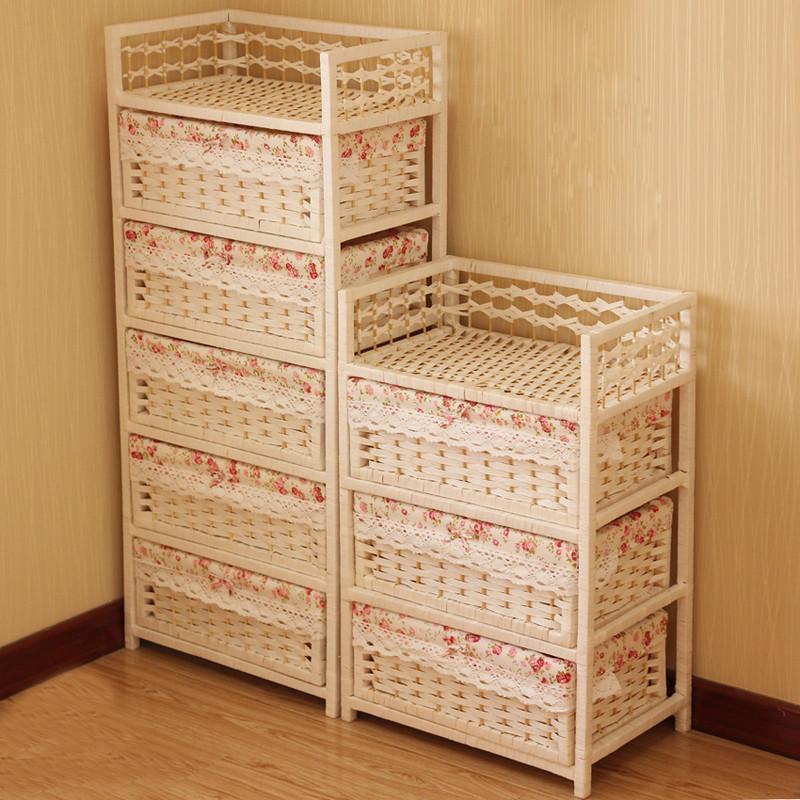 儿童玩具储物柜五斗柜子整理箱藤编抽屉式收纳柜宝宝婴儿衣柜3层