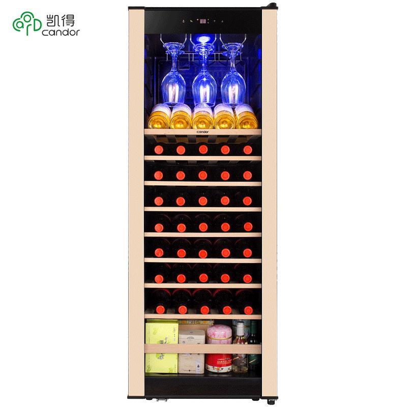 candor/凯得 JC-166E 压缩机红酒柜恒温酒柜 家用冰吧 茶叶柜 红酒柜冰箱 榉木层架 43瓶 158L