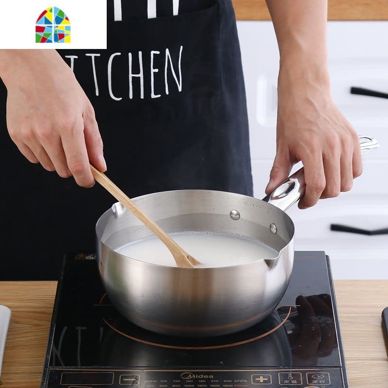 日式雪平锅不锈钢家用奶锅汤锅煮面锅餐厅小锅商用单柄不粘煎锅 FENGHOU 雪平锅[木柄18cm]图片