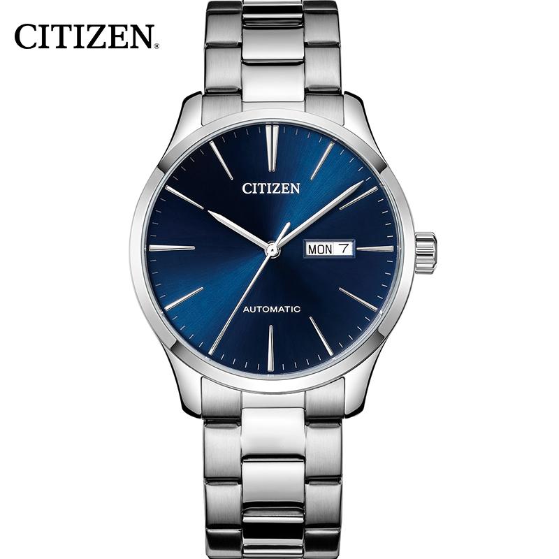 西铁城(CITIZEN)自动机械不锈钢表带深邃蓝盘简约时尚男表NH8350-83LB