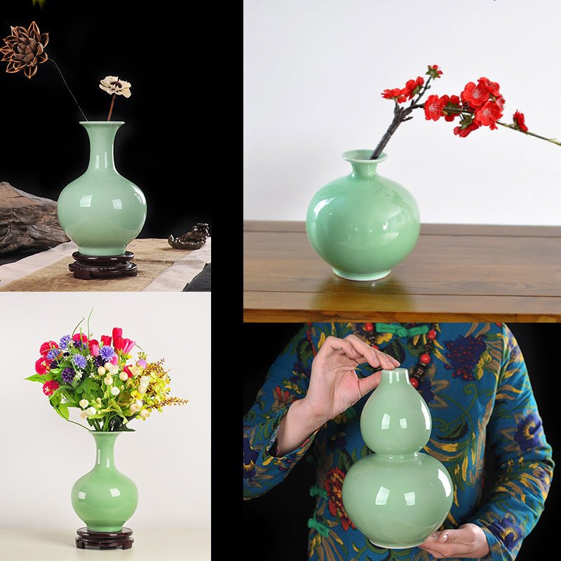 欧式单色家居装饰陶瓷花瓶插花器摆件客厅创意时尚工艺品摆设葫芦