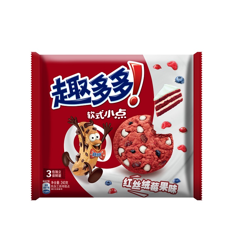 趣多多软式小点红丝绒莓果味240g