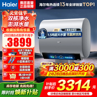 海尔(Haier)3500W变频【3D MAX加热】小魔盒双胆BK7 80L