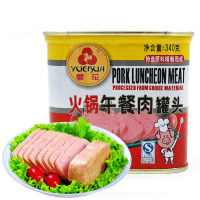 粤花(YUEHUA)火锅午餐肉340克 /罐装 方便速食 肉类罐头 涮火锅 夹三明治火腿罐头食品 肉质Q弹 经典口味