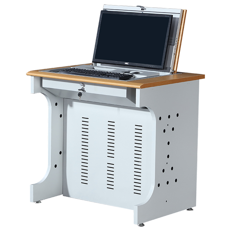 阿拉贡翻转电脑桌多媒体电教室机房培训桌学校隐藏式单人双人三人（不含显示器）高清大图