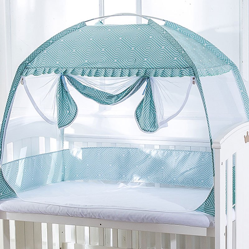 婴儿床蚊帐带支架婴儿蚊帐罩儿童床蚊帐蒙古包简约小清新男女宝宝夏季