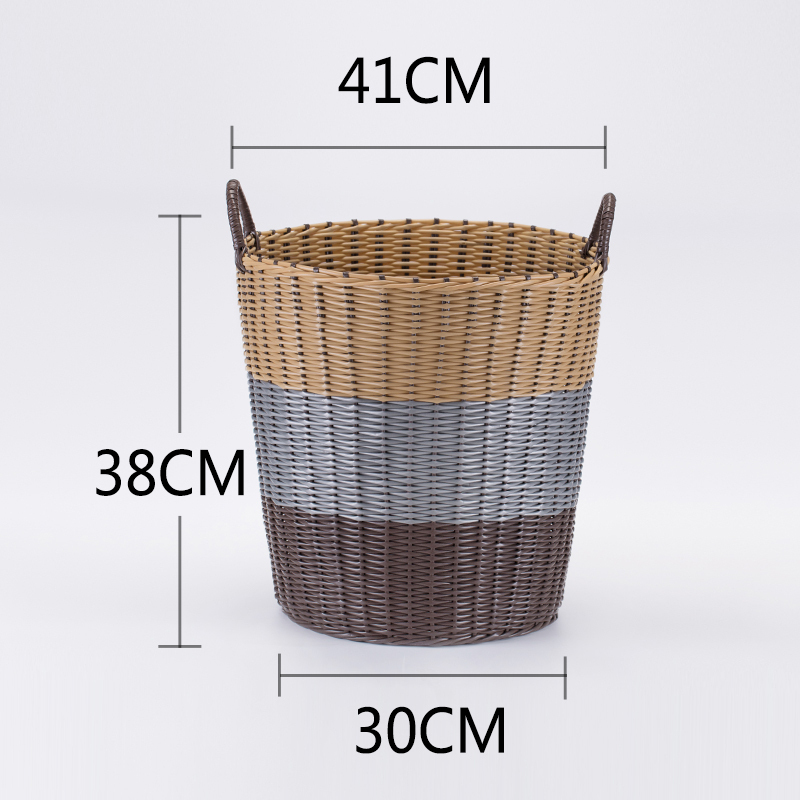 美帮汇简约玩具收纳筐宝宝玩具桶家用卧室脏衣服收纳儿童收纳桶 柔和咖色渐变(中号)其他