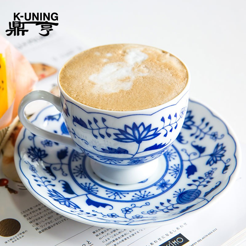 鼎亨[Kitchen Unique]日本咖啡杯碟下午茶茶杯套装青花瓷乔迁礼