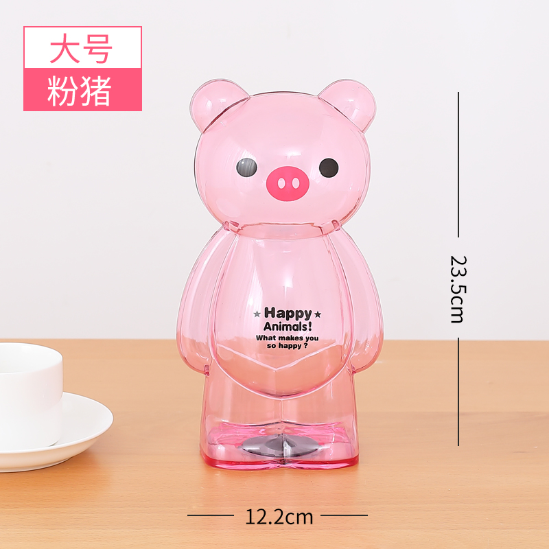 透明存钱罐防摔儿童可存可取女生创意大容量储蓄罐储钱罐可爱纸币 三维工匠 粉色[大号]★可存600硬币高清大图