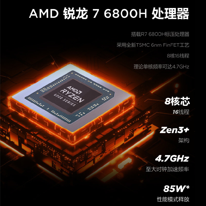 联想(Lenovo)拯救者R9000P 2022 16英寸游戏笔记本电脑(8核16线程R7-6800H 16G 512G RTX3060 2.5k 165Hz)钛晶灰