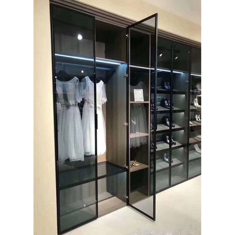 玻璃衣柜定制简约现代对开极简闪电客轻奢衣柜衣帽间卧室柜定做