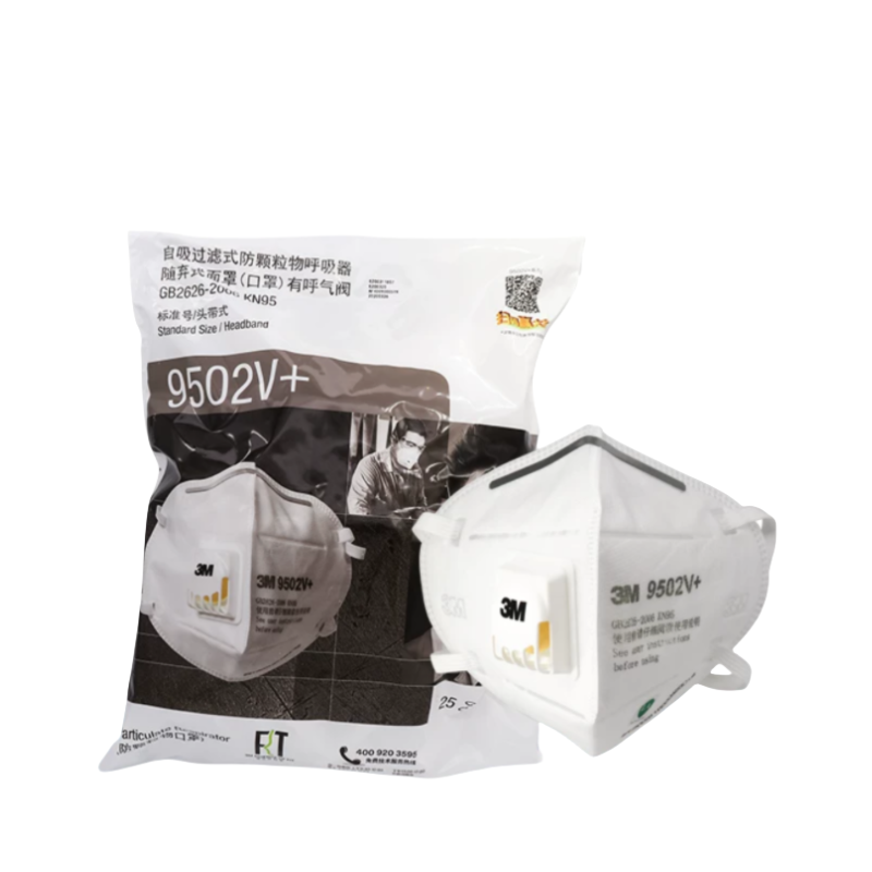 3M9502V+头戴式带呼吸阀口罩KN95气阀防护罩防工业粉尘25支/包高清大图