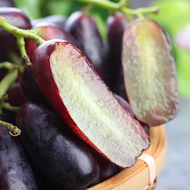 西沛生鲜澳洲进口金手指葡萄黑提子新鲜水果4斤装无籽蓝宝石美人指黑