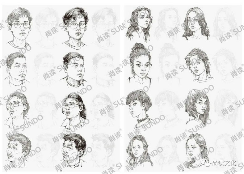 [正版图书]速写描摹本1局部基础篇2022尚读文化8开人物五官头手脚肢体关节解剖衣纹训练零基础初学入门美术速写临摹描摹通高清大图