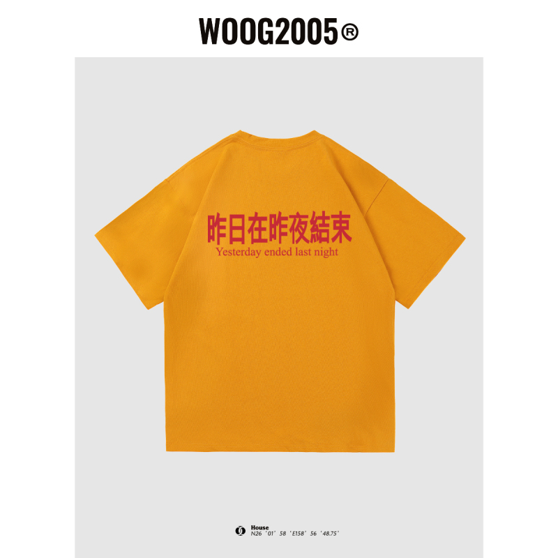WOOG2005短袖男夏季情侣T恤宽松上衣半袖纯棉白色打底衫针织衫